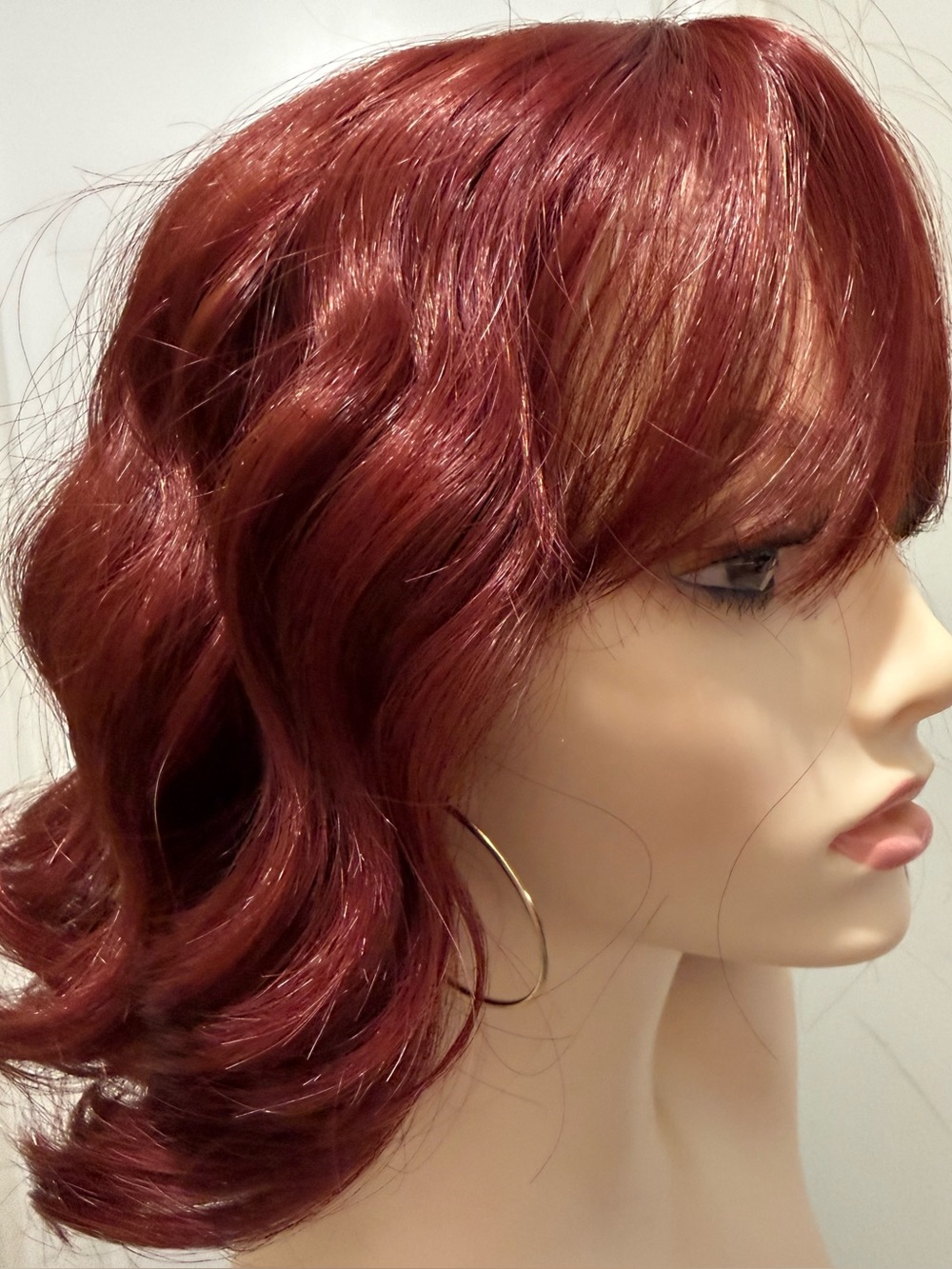 HAIR, 12” Wavy with Bangs, Burgundy/Wine